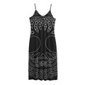 Black And White Viking Yggdrasil Print Jersey Midi Cami Dress