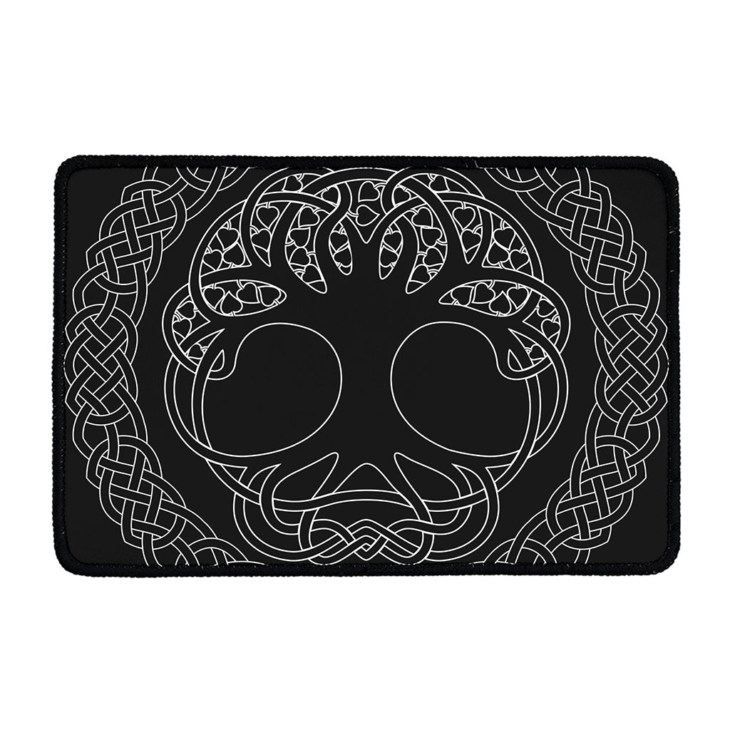 Black And White Viking Yggdrasil Print Kitchen Mat