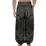 Black And White Viking Yggdrasil Print Lantern Pants