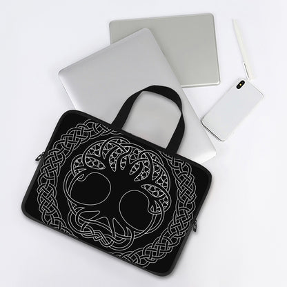 Black And White Viking Yggdrasil Print Laptop Sleeve With Handle
