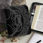 Black And White Viking Yggdrasil Print Leather Bible Cover