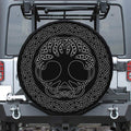 Black And White Viking Yggdrasil Print Leather Spare Tire Cover