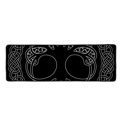 Black And White Viking Yggdrasil Print Long Kitchen Mat
