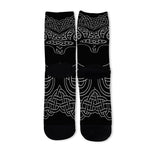 Black And White Viking Yggdrasil Print Long Socks