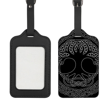 Black And White Viking Yggdrasil Print Luggage Tag