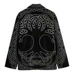 Black And White Viking Yggdrasil Print Men's Blazer