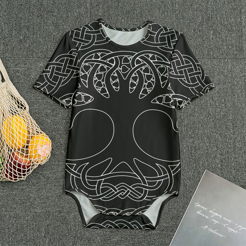 Black And White Viking Yggdrasil Print Men's Bodysuit