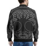 Black And White Viking Yggdrasil Print Men's Bomber Jacket