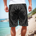Black And White Viking Yggdrasil Print Men's Cargo Shorts