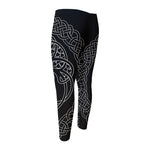Black And White Viking Yggdrasil Print Men's Compression Pants