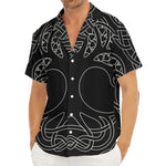 Black And White Viking Yggdrasil Print Men's Deep V-Neck Shirt