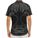 Black And White Viking Yggdrasil Print Men's Deep V-Neck Shirt