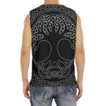 Black And White Viking Yggdrasil Print Men's Fitness Tank Top
