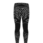 Black And White Viking Yggdrasil Print Men's leggings