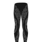 Black And White Viking Yggdrasil Print Men's leggings