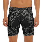 Black And White Viking Yggdrasil Print Men's Long Boxer Briefs