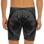Black And White Viking Yggdrasil Print Men's Long Boxer Briefs