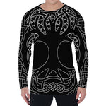 Black And White Viking Yggdrasil Print Men's Long Sleeve T-Shirt