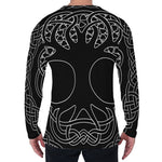 Black And White Viking Yggdrasil Print Men's Long Sleeve T-Shirt