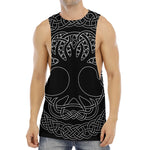 Black And White Viking Yggdrasil Print Men's Muscle Tank Top