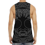 Black And White Viking Yggdrasil Print Men's Muscle Tank Top