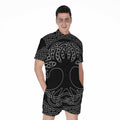 Black And White Viking Yggdrasil Print Men's Romper