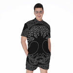 Black And White Viking Yggdrasil Print Men's Rompers