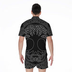 Black And White Viking Yggdrasil Print Men's Rompers