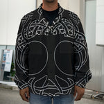 Black And White Viking Yggdrasil Print Men's Shirt Jacket