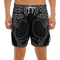 Black And White Viking Yggdrasil Print Men's Split Running Shorts