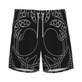 Black And White Viking Yggdrasil Print Men's Athletic Shorts