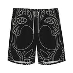 Black And White Viking Yggdrasil Print Men's Sports Shorts