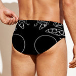 Black And White Viking Yggdrasil Print Men's Swim Briefs