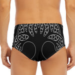 Black And White Viking Yggdrasil Print Men's Triangle Swim Briefs