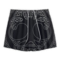 Black And White Viking Yggdrasil Print Mesh Shorts