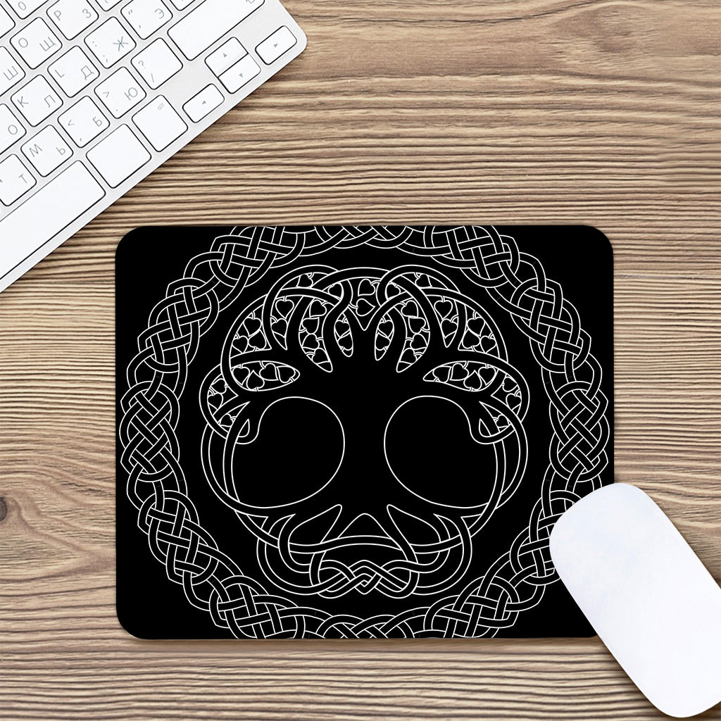 Black And White Viking Yggdrasil Print Mouse Pad