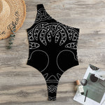 Black And White Viking Yggdrasil Print One Shoulder Bodysuit