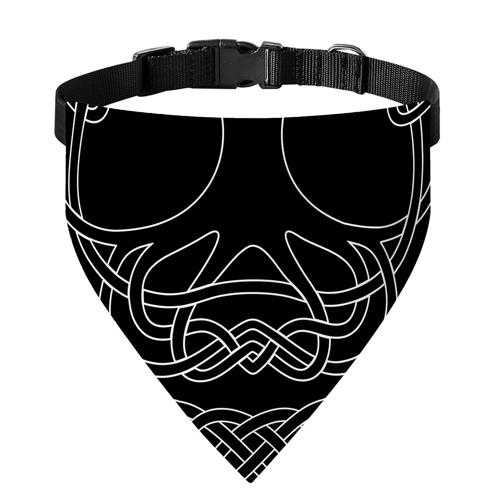 Black And White Viking Yggdrasil Print Over The Collar Dog Bandana