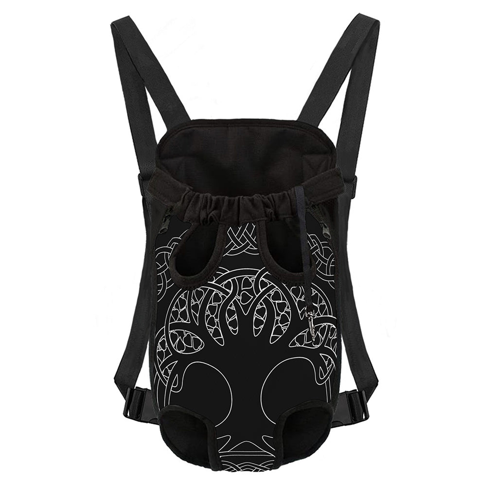 Black And White Viking Yggdrasil Print Pet Carrier Backpack