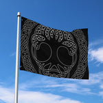 Black And White Viking Yggdrasil Print Polyester Flag