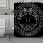 Black And White Viking Yggdrasil Print Polyester Shower Curtain