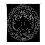 Black And White Viking Yggdrasil Print Polyester Shower Curtain
