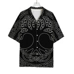 Black And White Viking Yggdrasil Print Rayon Hawaiian Shirt
