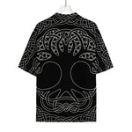 Black And White Viking Yggdrasil Print Rayon Hawaiian Shirt