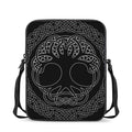 Black And White Viking Yggdrasil Print Rectangular Crossbody Bag
