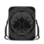Black And White Viking Yggdrasil Print Rectangular Crossbody Bag