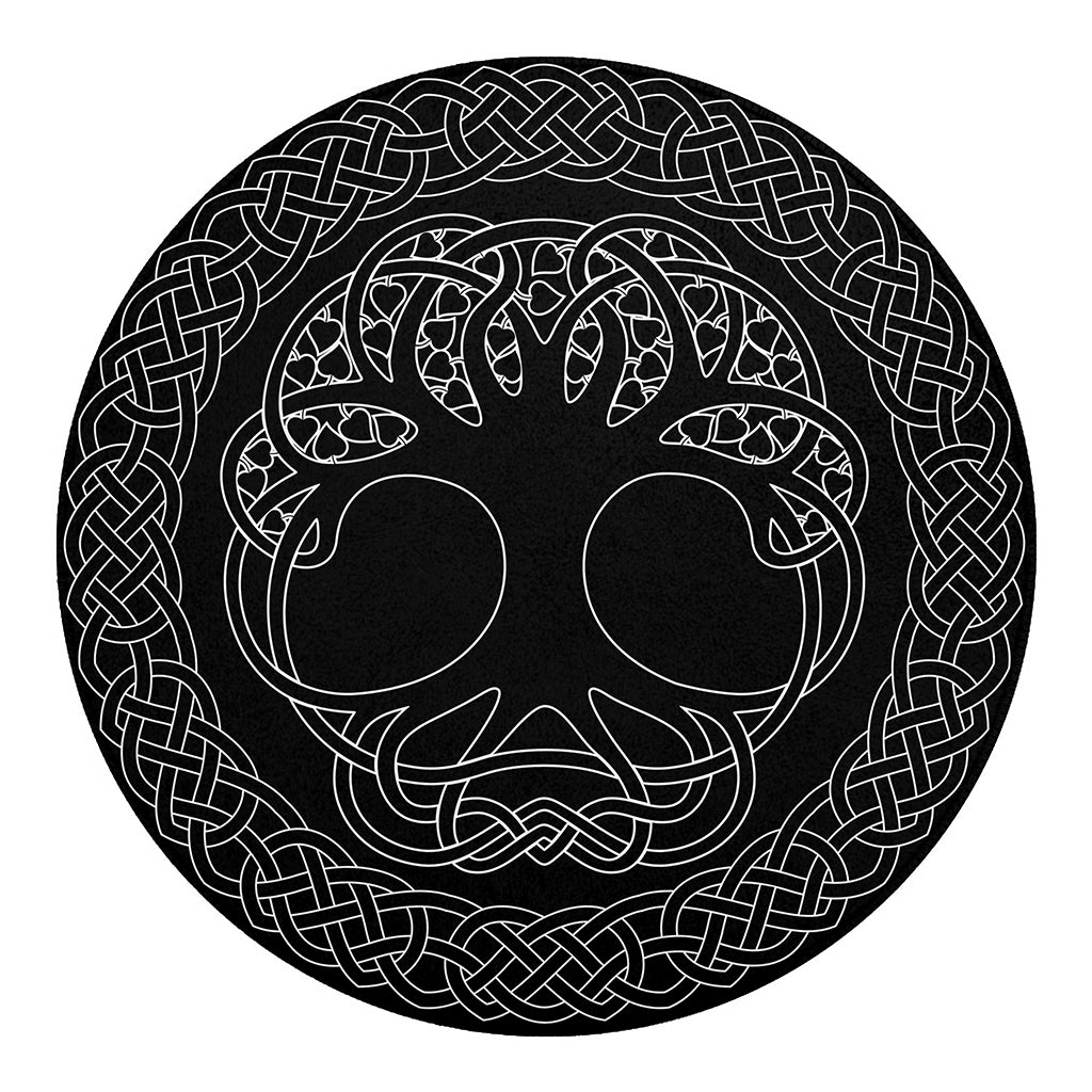 Black And White Viking Yggdrasil Print Round Blanket
