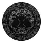 Black And White Viking Yggdrasil Print Round Blanket