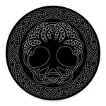 Black And White Viking Yggdrasil Print Round Floor Mat