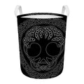 Black And White Viking Yggdrasil Print Round Laundry Basket